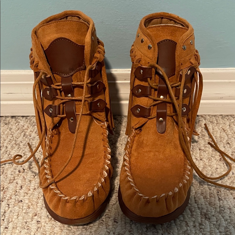 Brown Suede Moccasin Boots